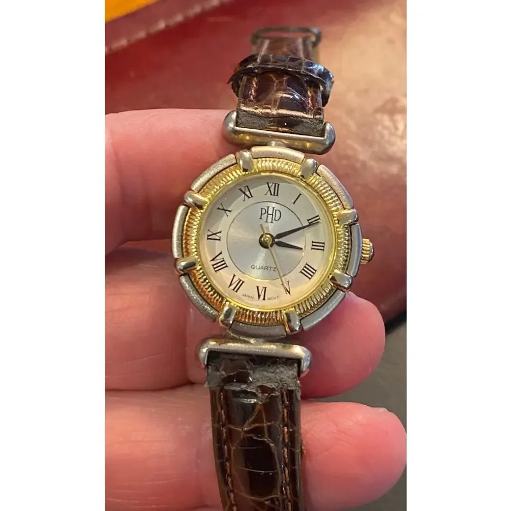 VTG women's PDH Watch, Two Tone with Leather Band
